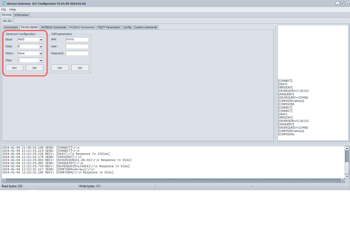AG-201app serial