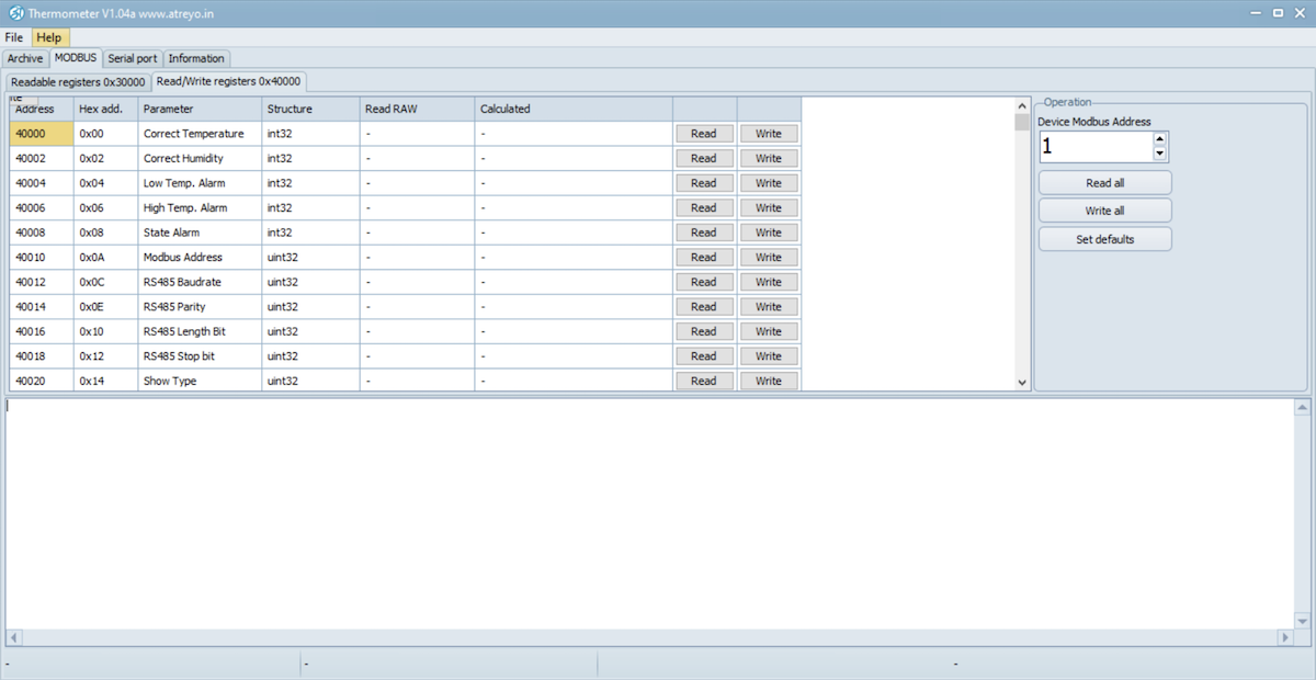 Thermolog V3 app write registers